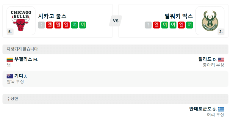 12.29(일) 10:00 NBA 시카고 불스 밀워키 벅스 농구 유나이티드센터