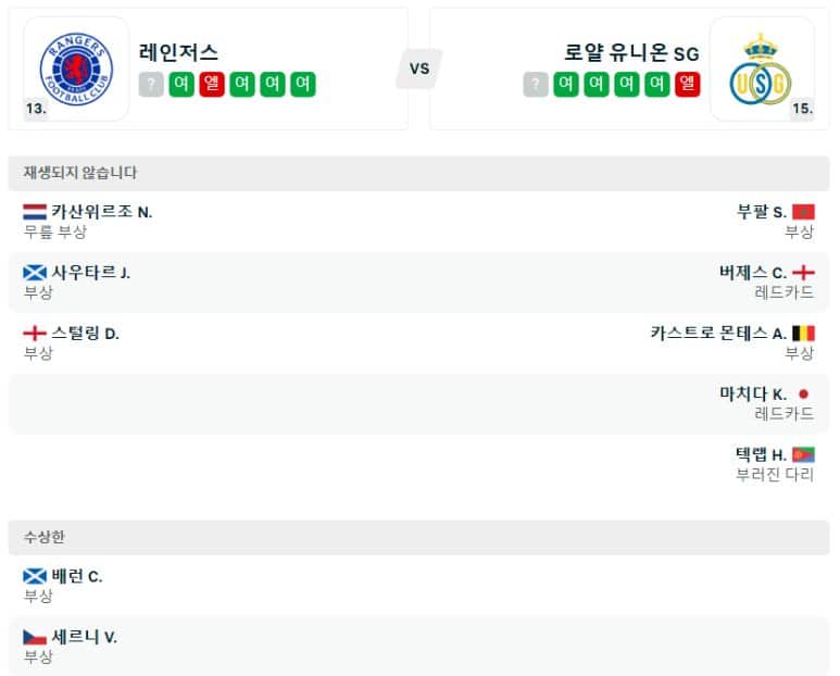 01.31(금) 05:00 유로파리그 글라스고 레인저스 우니온 생길루즈 축구 아이브록스스타디움