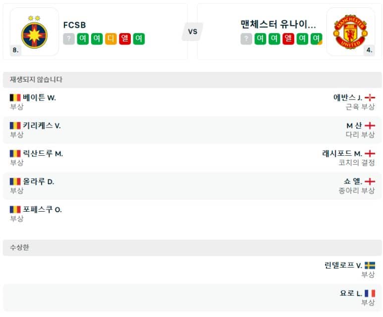 01.31(금) 05:00 유로파리그 슈테아우아 부쿠레슈티 맨체스터 유나이티드 축구 부쿠레슈티내셔널아레나