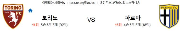 01.06(월) 02:00 세리에A 토리노 파르마 축구 올림피코그란데토리노스타디움