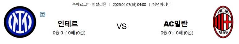 01.07(화) 04:00 이탈리아 슈퍼컵 인터 밀란 AC 밀란 축구 분석