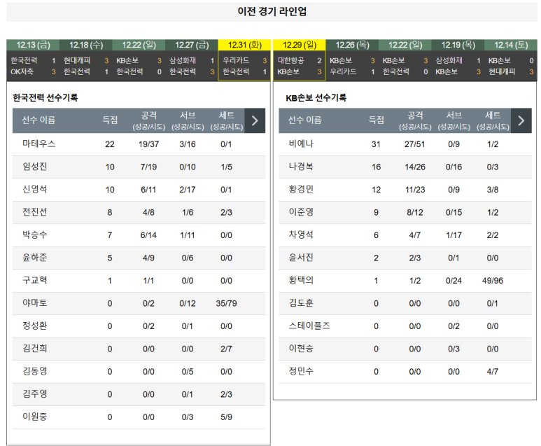 01.09(목) 19:00 KOVO남자 한국전력 빅스톰 KB손해보험 스타즈 배구 수원 실내체육관